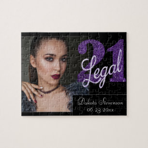 21 und Rechts   LILA IMITATE GLITZER FOTO Puzzle