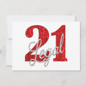21 und Rechts | Rote Imitate Glitzer Foto Keepake Einladung (Rückseite)