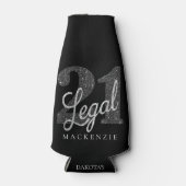 21 und Rechts | Silver Imitats Glitzer 21. Geburts Flaschenkühler (Vorderseite)