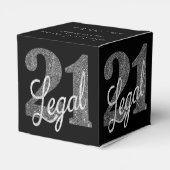 21 und Rechts | Silver Imitats Glitzer 21. Geburts Geschenkschachtel (Rückseite)