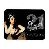 21 und Rechts | Silver Imitats Glitzer Foto Keepak Magnet (Horizontal)