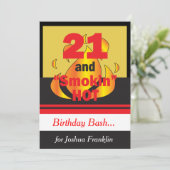 21. und Smokin Heiß Geburtstag Einladung (Stehend Vorderseite)