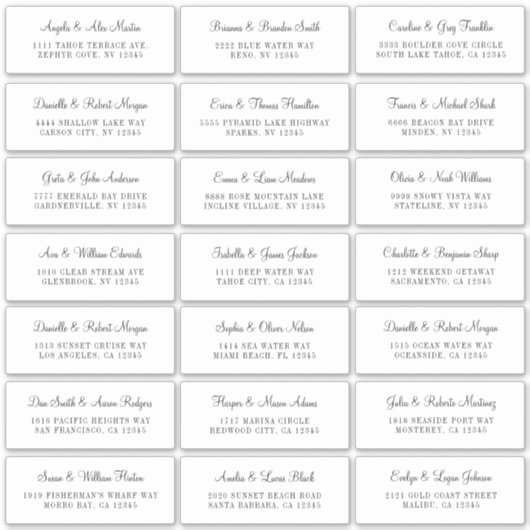 21 weiße, individuelle Hochzeitsadressen Aufkleber (Vorderseite)