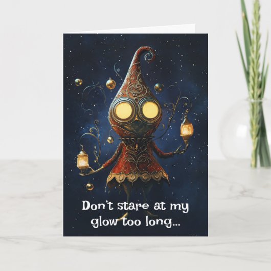 *~* 21 Whimsical Glow Funny Magical Christmas AP97 Dankeskarte (Vorderseite)