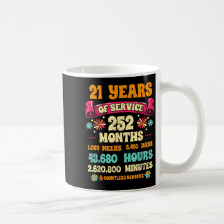 21 Years Of Service 21st Year Work Anniversary For Kaffeetasse