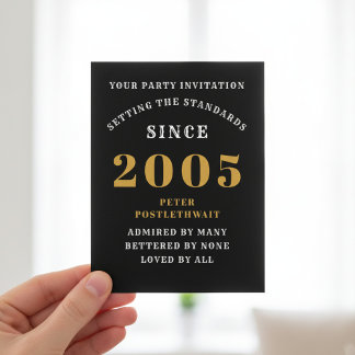 21st Birthday 2005 Black Gold Invitation Postkarte