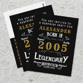 21st Birthday 2005 Black Gold Legend Invitation Postkarte