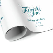 21st birthday add name date year blue template thi geschenkpapier (Rolleneckpunkt)