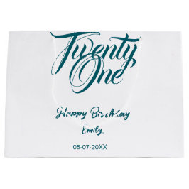 21st birthday add name date year blue template thi große geschenktüte