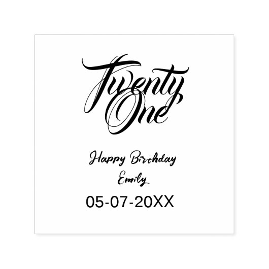 21st birthday add name date year blue template thi permastempel (Design)