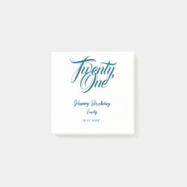 21st birthday add name date year blue template thi post-it klebezettel