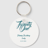 21st birthday add name date year blue template thi schlüsselanhänger (Rückseite)