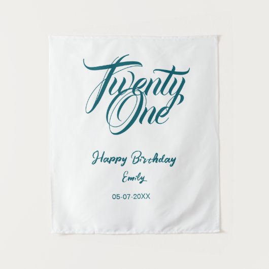 21st birthday add name date year blue template thi wandteppich (Vorderseite)