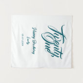 21st birthday add name date year blue template thi wandteppich (Vorderseite (Horizontal))