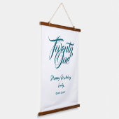 21st birthday add name date year blue template thi wandteppich mit holzrahmen (Gewinkelt)