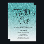 21ST Birthday Aqua Blue Glitzer Einladung<br><div class="desc">Diese trendige ombre Glitzer Geburtstagsfeier lädt mit einem Imitat funkelnd Glitzer-Muster und einer extravaganten Schrift typografischer Titel ein. Fügen Sie den benutzerdefinierten Text mithilfe des Vorlagenformulars hinzu. Zusätzliche Optionen für Text und Layout sind verfügbar,  wenn Sie weitere Anpassungen vornehmen möchten.</div>