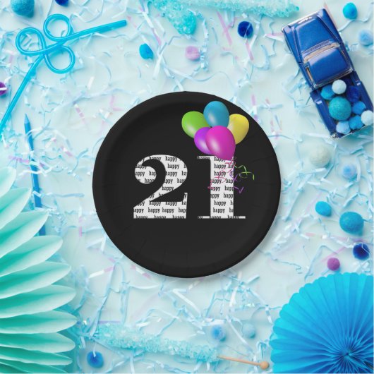 21st Birthday Balloon Pappteller (Party)