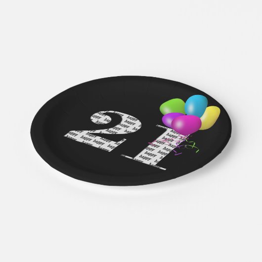 21st Birthday Balloon Pappteller (Schrägansicht)