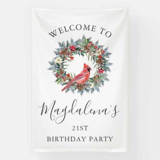 21st Birthday Banner Red Cardinal Custom Welcome (Vertikal)