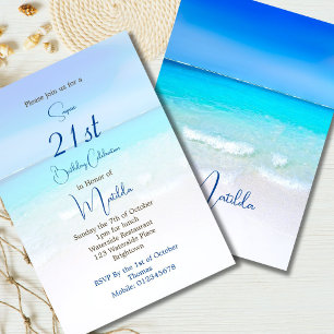 21ST Birthday Blue Ocean Destination Geburtstag Einladung