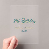 21st birthday blue orange stylish boho retro name  acryleinladungen (Insitu (Handheld))