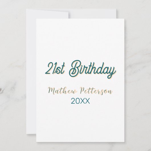 21st birthday blue orange stylish boho retro name  einladung (Vorderseite)