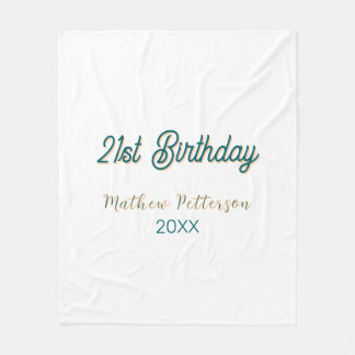 21st birthday blue orange stylish boho retro name fleecedecke