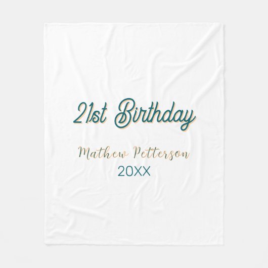21st birthday blue orange stylish boho retro name fleecedecke (Vorderseite)