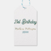 21st birthday blue orange stylish boho retro name  geschenkanhänger (Rückseite)