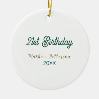 21st birthday blue orange stylish boho retro name keramik ornament