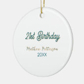 21st birthday blue orange stylish boho retro name  keramik ornament (Links)