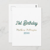21st birthday blue orange stylish boho retro name  postkarte (Vorne/Hinten)