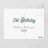 21st birthday blue orange stylish boho retro name  postkarte (Rückseite)