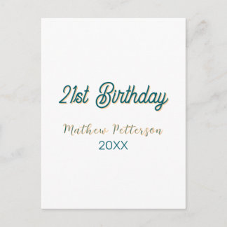 21st birthday blue orange stylish boho retro name  postkarte