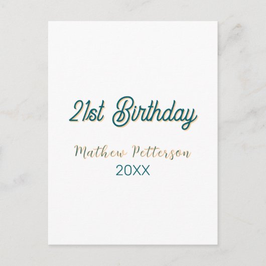 21st birthday blue orange stylish boho retro name postkarte (Vorderseite)