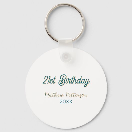 21st birthday blue orange stylish boho retro name schlüsselanhänger (Vorderseite)