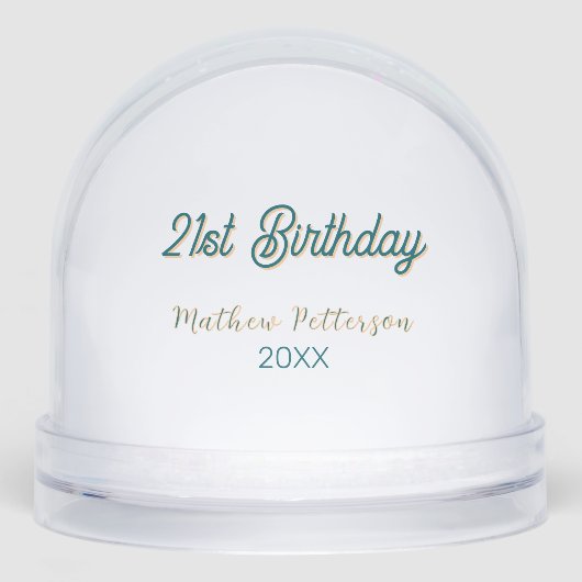 21st birthday blue orange stylish boho retro name schneekugeln (Vorderseite)