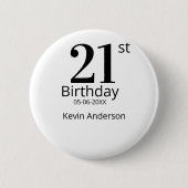 21st birthday bold letter name date simple man boy button (Vorderseite)