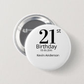 21st birthday bold letter name date simple man boy button (Vorne & Hinten)