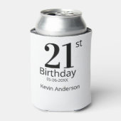 21st birthday bold letter name date simple man boy dosenkühler (Kanne Vorderseite)