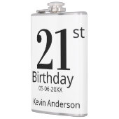 21st birthday bold letter name date simple man boy flachmann (Links)