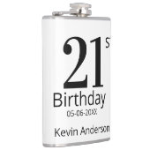 21st birthday bold letter name date simple man boy flachmann (Rechts)