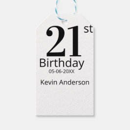 21st birthday bold letter name date simple man boy geschenkanhänger