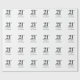 21st birthday bold letter name date simple man boy geschenkpapier