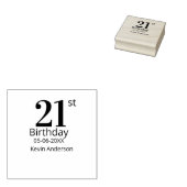 21st birthday bold letter name date simple man boy gummistempel (Stempel)