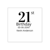 21st birthday bold letter name date simple man boy gummistempel (Prägung)