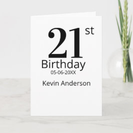 21st birthday bold letter name date simple man boy karte