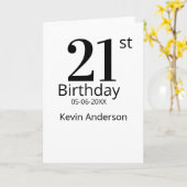 21st birthday bold letter name date simple man boy karte (Gelbe Blume)