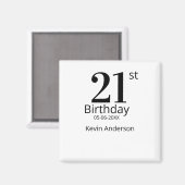 21st birthday bold letter name date simple man boy magnet (Vorderseite/Rückseite)