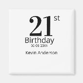 21st birthday bold letter name date simple man boy magnet (Vorne)